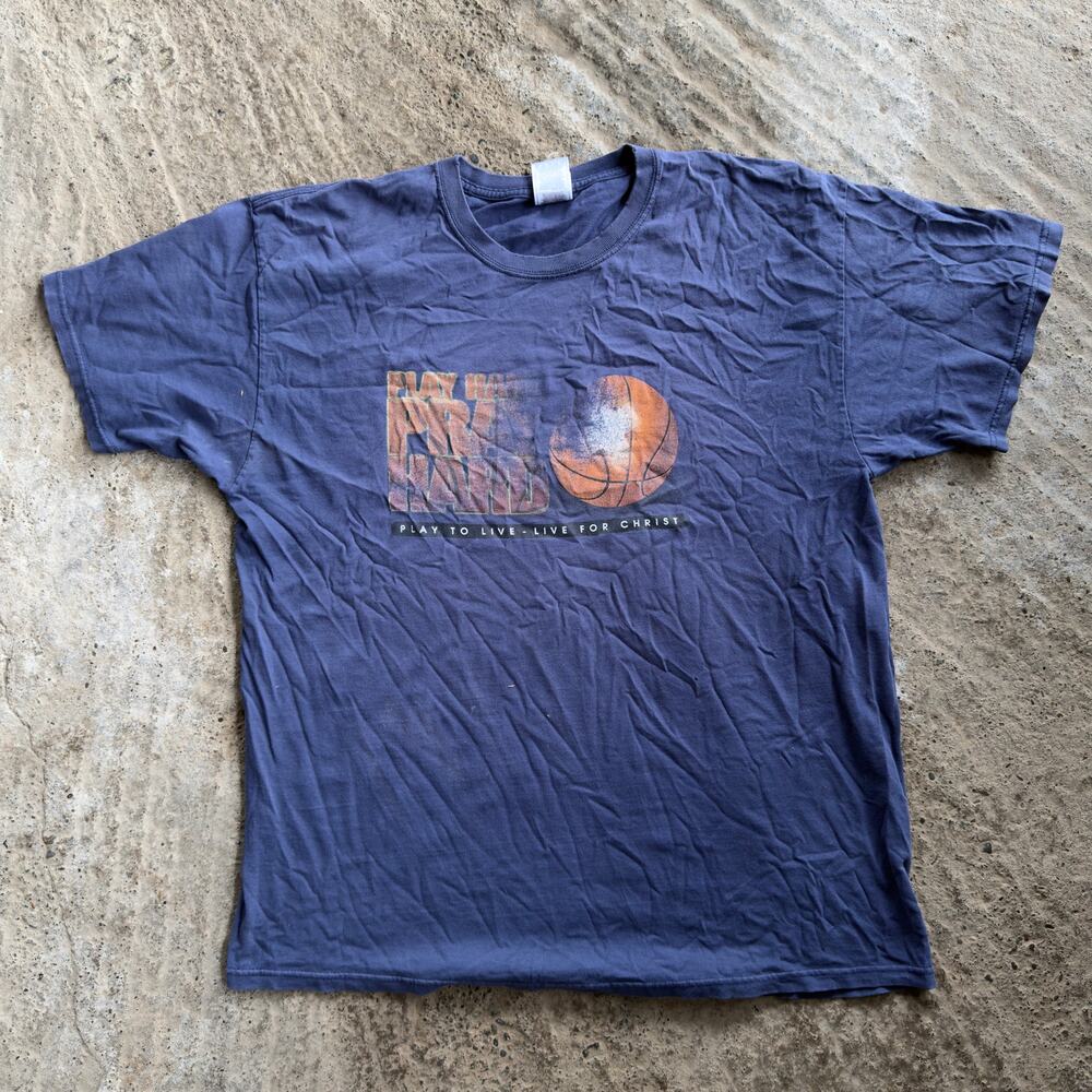 Vintage Play Hard Pray Hard Basketball Shirt Christianity Religious Men's XL 00s